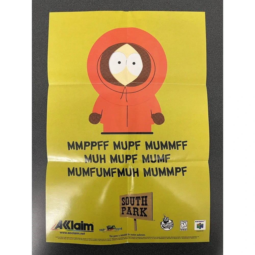 Shadow Man South Park N64 Authentic Poster Insert Only Nintendo 64 Two-Sided